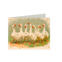 Glittered Petite Geese Christmas Card ~ England